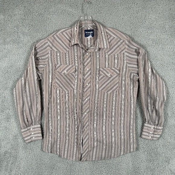 Wrangler Other - Wrangler Shirt Men's Large Multicolor Striped Pearl Snap Western Button Up